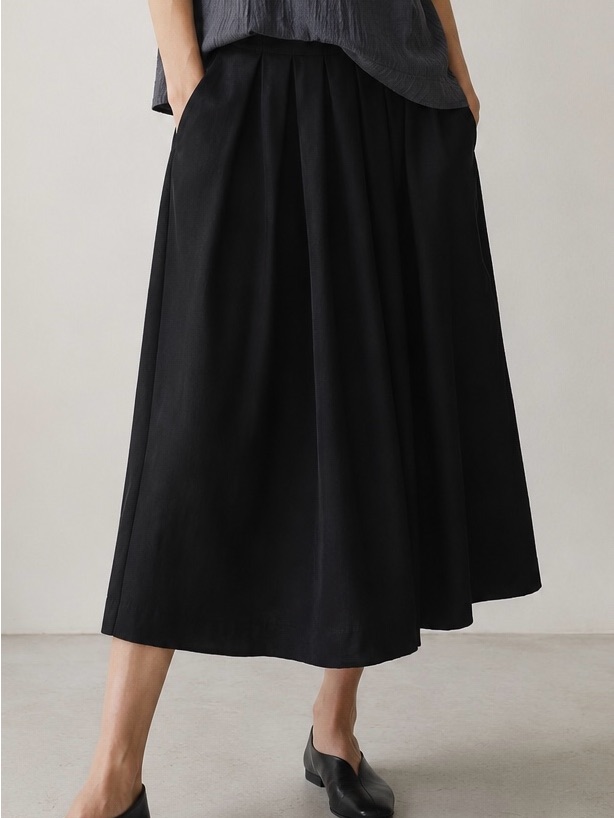 A New Day Black Maxi Skirt With Pleated Front